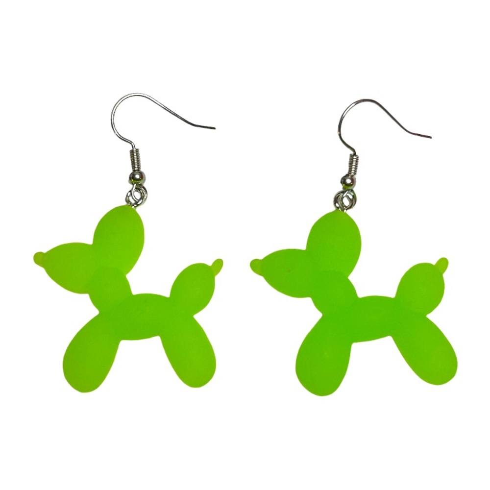 Green Balloon Animals Drop Earrings